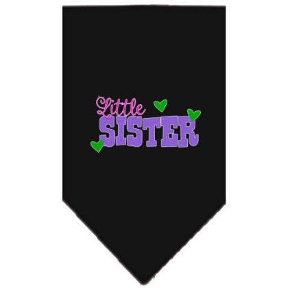 Little Sister Screen Print Bandana Black Large