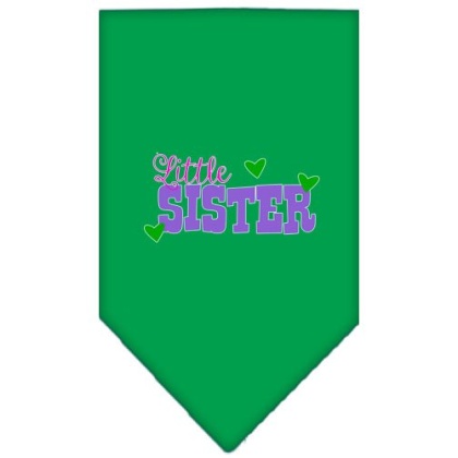 Little Sister Screen Print Bandana Emerald Green Large