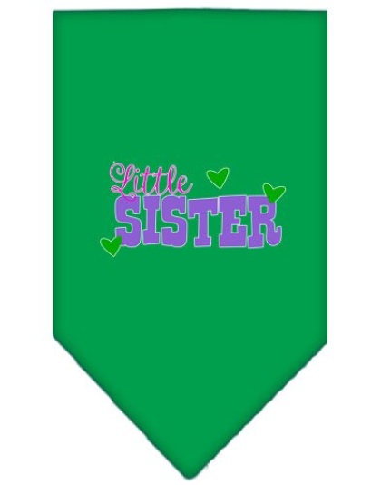 Little Sister Screen Print Bandana Emerald Green Large