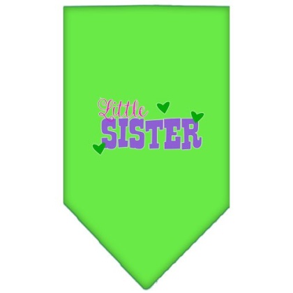 Little Sister Screen Print Bandana Lime Green Large