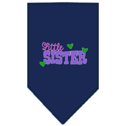 Little Sister Screen Print Bandana Navy Blue large