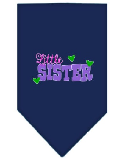 Little Sister Screen Print Bandana Navy Blue large