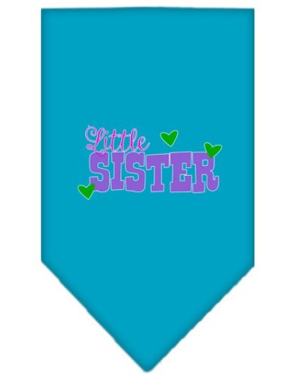 Little Sister Screen Print Bandana Turquoise Large