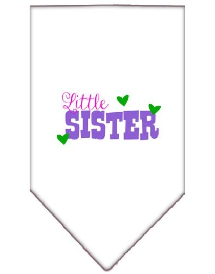 Little Sister Screen Print Bandana White Large