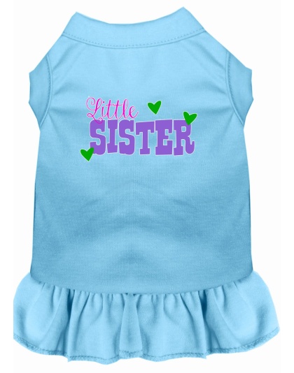 Little Sister Screen Print Dog Dress Baby Blue 4X