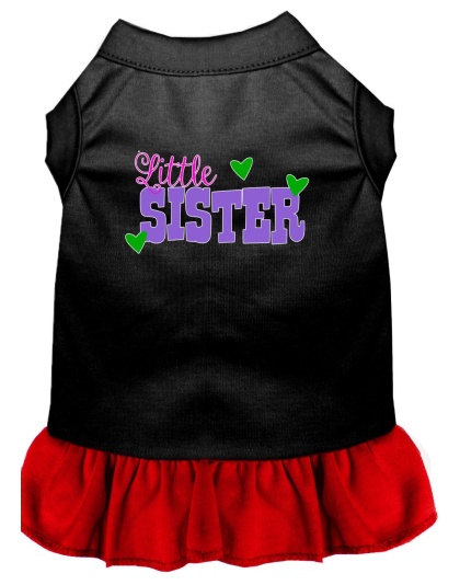 Little Sister Screen Print Dog Dress Black with Red Lg