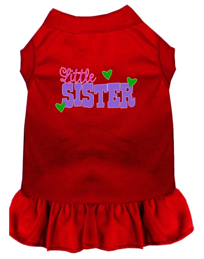 Little Sister Screen Print Dog Dress Red 4X