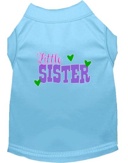 Little Sister Screen Print Dog Shirt Baby Blue Lg