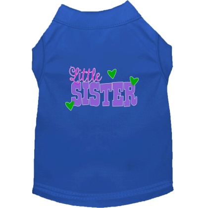 Little Sister Screen Print Dog Shirt Blue Lg