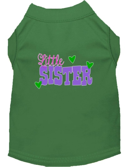 Little Sister Screen Print Dog Shirt Green Lg