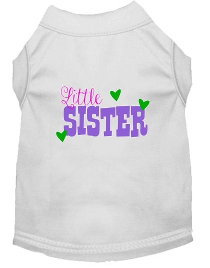 Little Sister Screen Print Dog Shirt White Lg