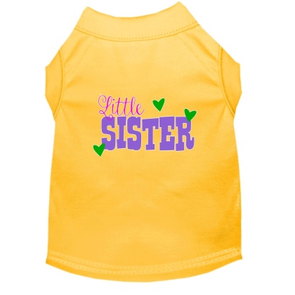 Little Sister Screen Print Dog Shirt Yellow Lg