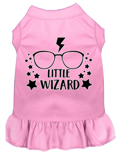Little Wizard Screen Print Dog Dress Light Pink 4X (22)