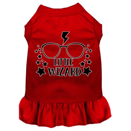 Little Wizard Screen Print Dog Dress Red 4X (22)