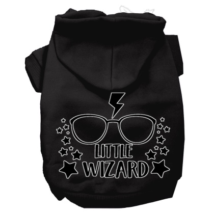 Little Wizard Screen Print Dog Hoodie Black L