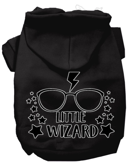 Little Wizard Screen Print Dog Hoodie Black L