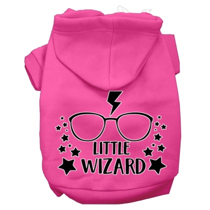 Little Wizard Screen Print Dog Hoodie Bright Pink L