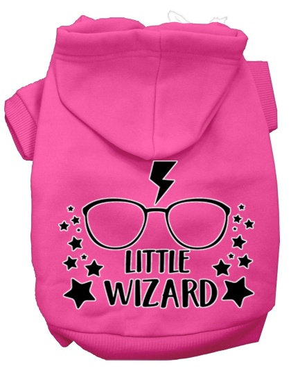 Little Wizard Screen Print Dog Hoodie Bright Pink L