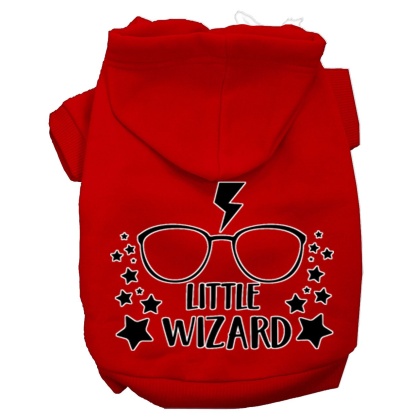 Little Wizard Screen Print Dog Hoodie Red L