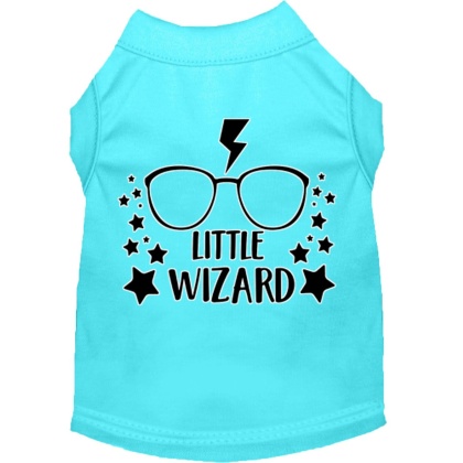 Little Wizard Screen Print Dog Shirt Aqua Lg