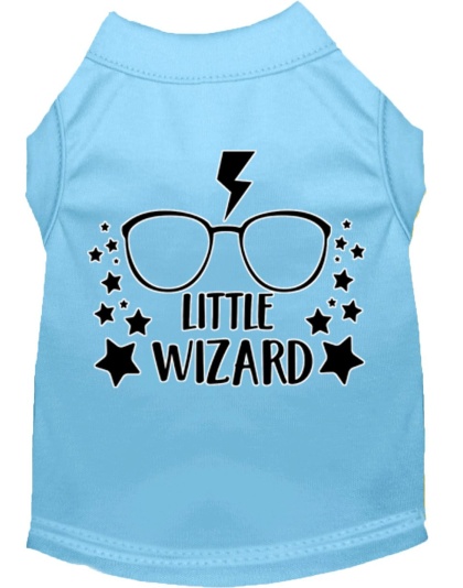 Little Wizard Screen Print Dog Shirt Baby Blue Lg