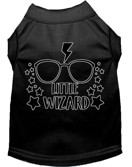 Little Wizard Screen Print Dog Shirt Black Lg