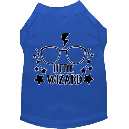 Little Wizard Screen Print Dog Shirt Blue Lg