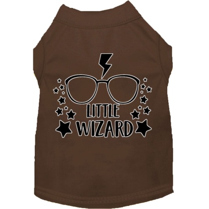 Little Wizard Screen Print Dog Shirt Brown Lg