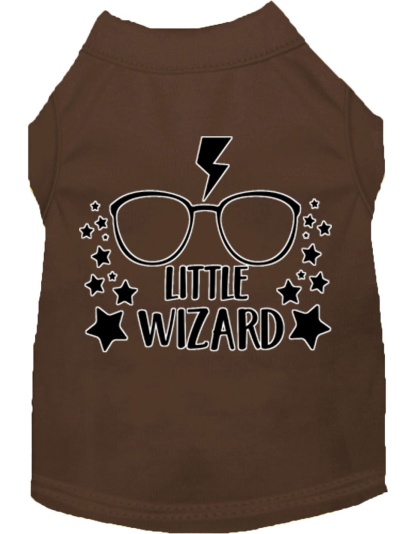 Little Wizard Screen Print Dog Shirt Brown Lg