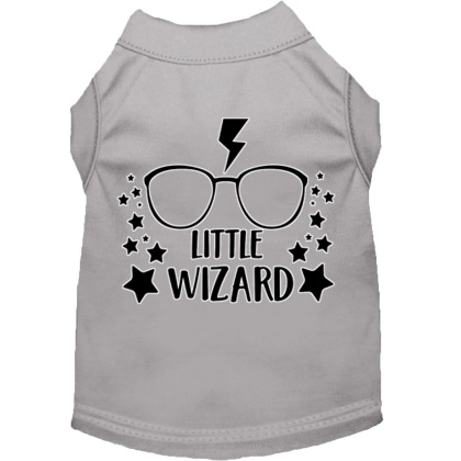 Little Wizard Screen Print Dog Shirt Grey Lg