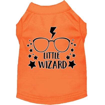 Little Wizard Screen Print Dog Shirt Orange Lg