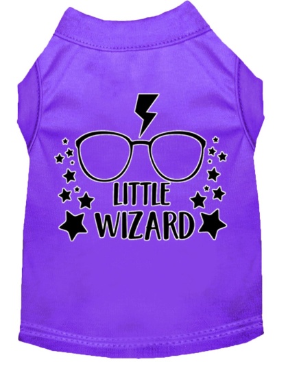 Little Wizard Screen Print Dog Shirt Purple Lg