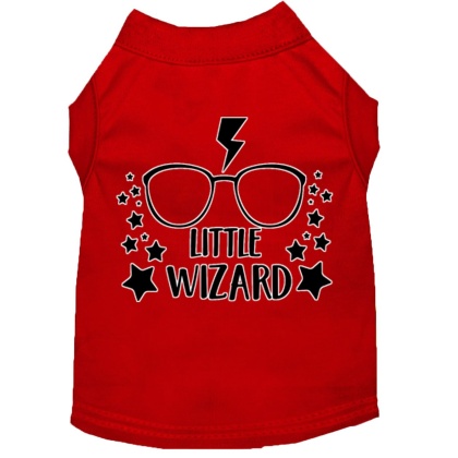 Little Wizard Screen Print Dog Shirt Red Lg