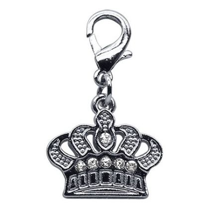 Lobster Claw Crown Charm Clear