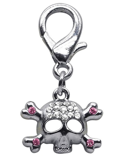 Lobster Claw Skull Charm Pink