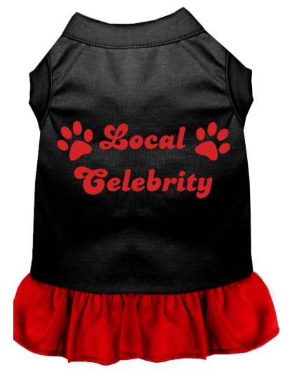 Local Celebrity Screen Print Dress Black with Red Lg