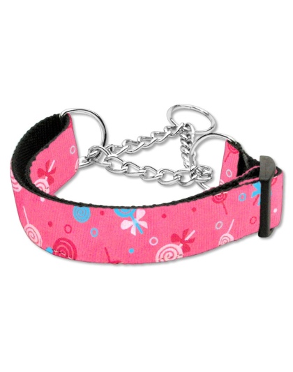 Lollipops Nylon Ribbon Collar Martingale Large Bright Pink