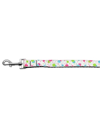 Lollipops Nylon Ribbon Leash White 1 inch wide 4ft Long