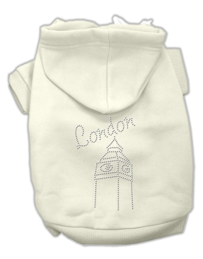 London Rhinestone Hoodies Cream L