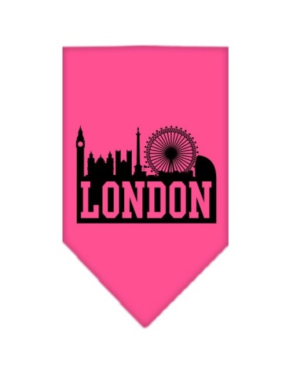 London Skyline Screen Print Bandana Bright Pink Large