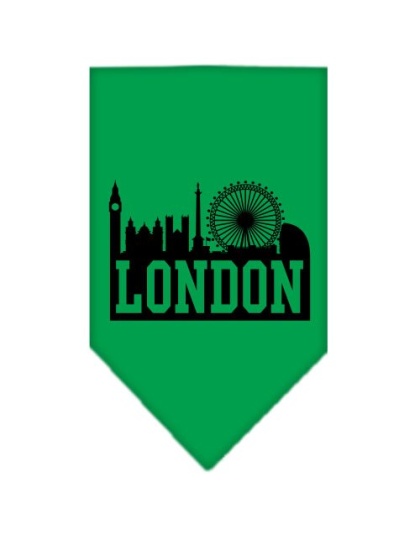 London Skyline Screen Print Bandana Emerald Green Large