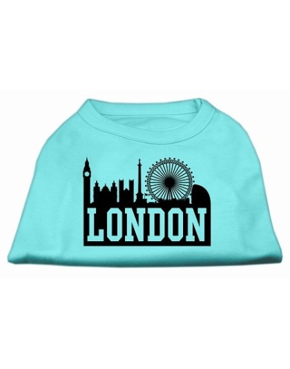 London Skyline Screen Print Shirt Aqua Lg