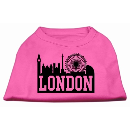 London Skyline Screen Print Shirt Bright Pink Lg