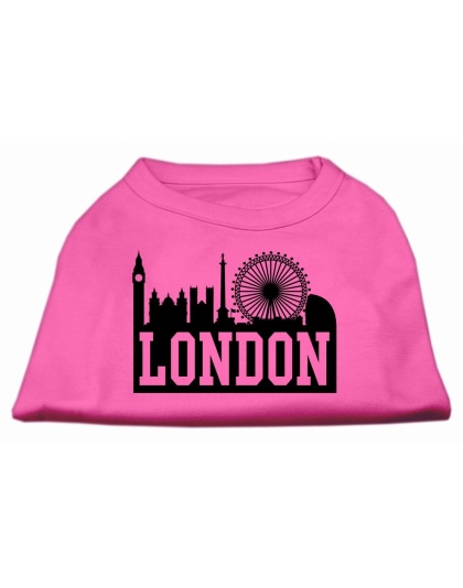 London Skyline Screen Print Shirt Bright Pink Lg