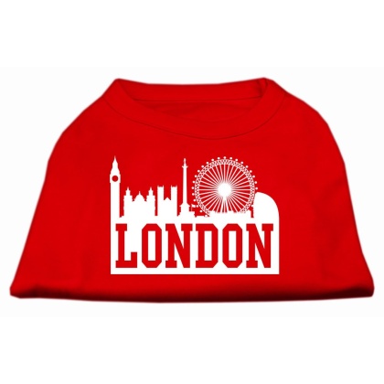 London Skyline Screen Print Shirt Red Lg