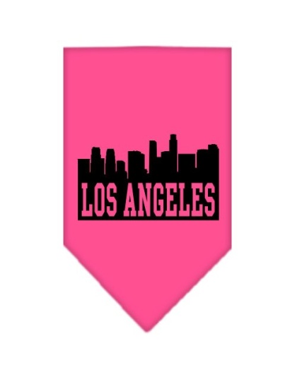 Los Angeles Skyline Screen Print Bandana Bright Pink Large