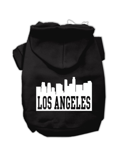 Los Angeles Skyline Screen Print Pet Hoodies Black Size Lg