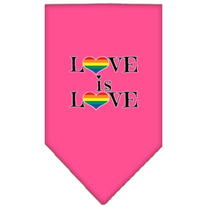 Love is Love Screen Print Bandana Bright Pink Large