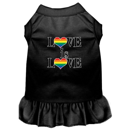 Love is Love Screen Print Dog Dress Black 4X