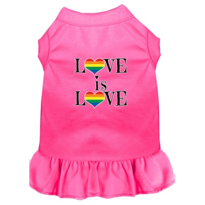 Love is Love Screen Print Dog Dress Bright Pink 4X